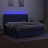 vidaXL Boxspringbett mit Matratze & LED Blau 180x200 cm Stoff