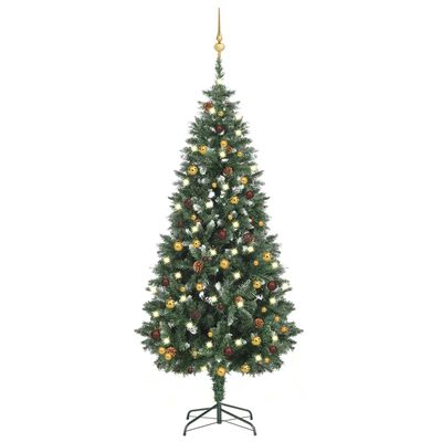 vidaXL Künstlicher Weihnachtsbaum mit LEDs & Kugeln 180 cm