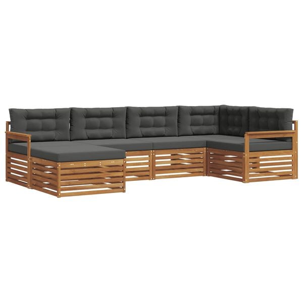 vidaXL Outdoor-Sofagarnitur mit Kissen 6 pcs Natur und Anthrazit