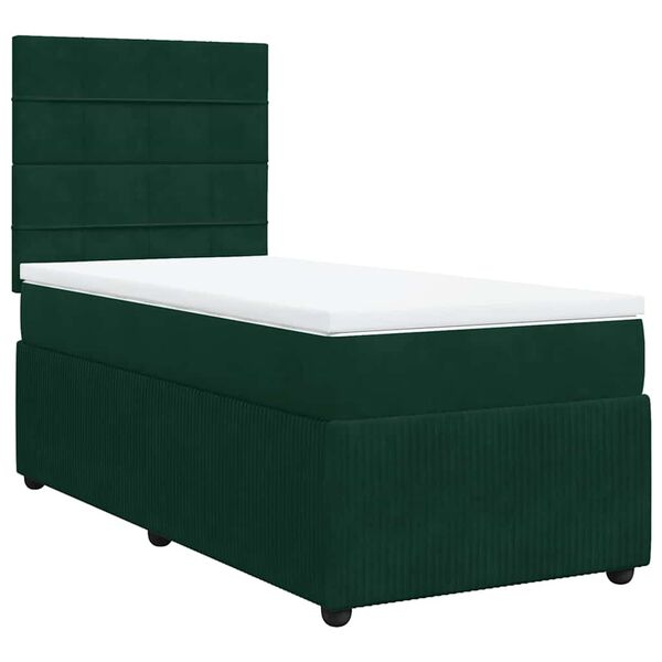 vidaXL Boxspringbett mit Matratze Dunkelgr&uuml;n 90x190 cm Samt