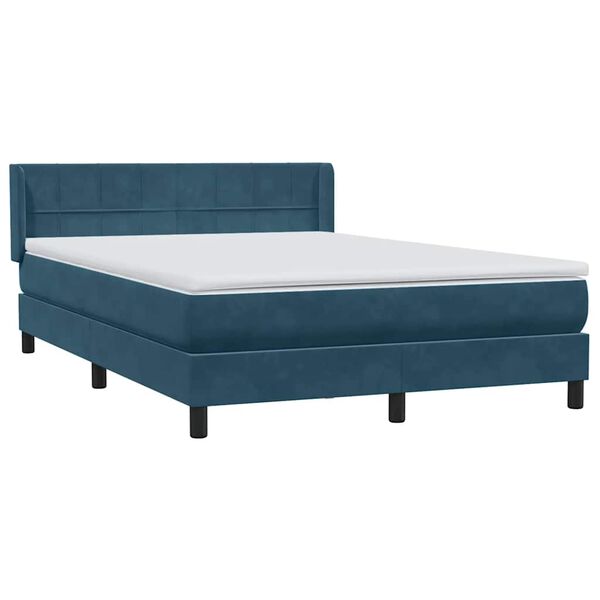 vidaXL Boxspringbett mit Matratze Dunkelblau 140x220 cm Samt