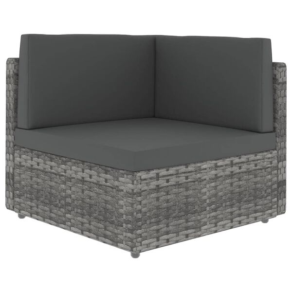 vidaXL 8-tlg. Garten-Lounge-Set mit Kissen Grau Poly Rattan