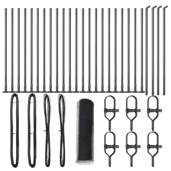 vidaXL Zaunpfosten Grau 50 x 0,8 m (25 mm Netz) Stahl und PVC