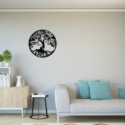 Homemania Wanddekoration Baum 60x60 cm Stahl Schwarz