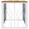 vidaXL Couchtisch Silbern Edelstahl und Massivholz Akazie
