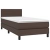 vidaXL Boxspringbett mit Matratze & LED Braun 90x190 cm Kunstleder