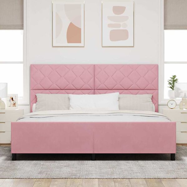 vidaXL Boxspringbett mit Kopfteil Rosa 200 x 200 cm Samt