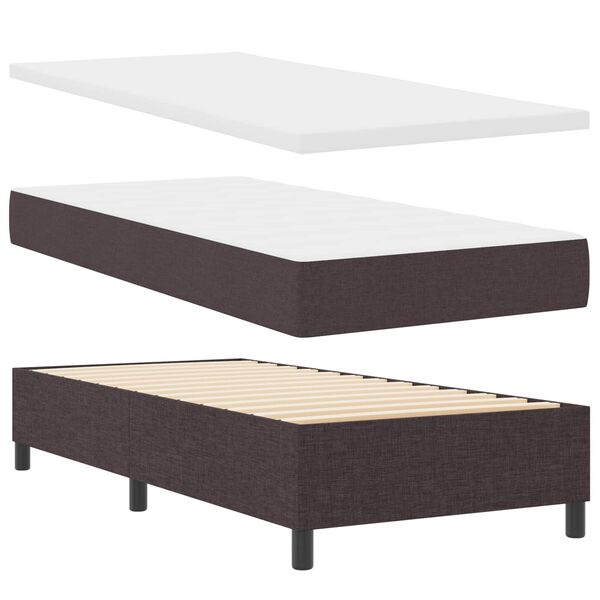 vidaXL Boxspringbett mit Matratze Dunkelbraun 90 x 190 cm Stoff