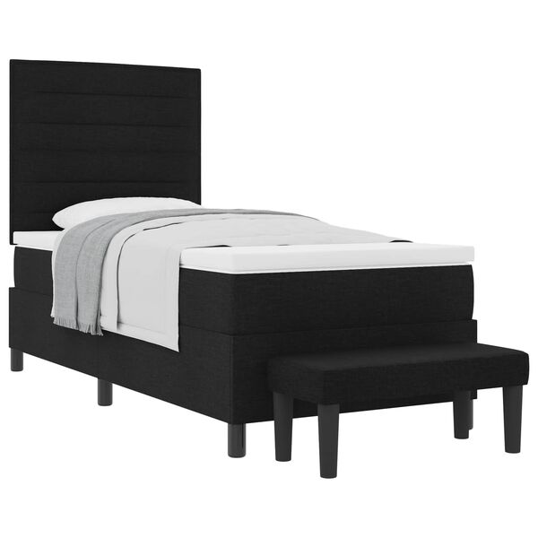 vidaXL Boxspringbett mit Kopfteil Schwarz 100 x 200 cm Stoff