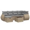 vidaXL 6-tlg. Garten-Sofagarnitur mit Kissen Beige Poly Rattan