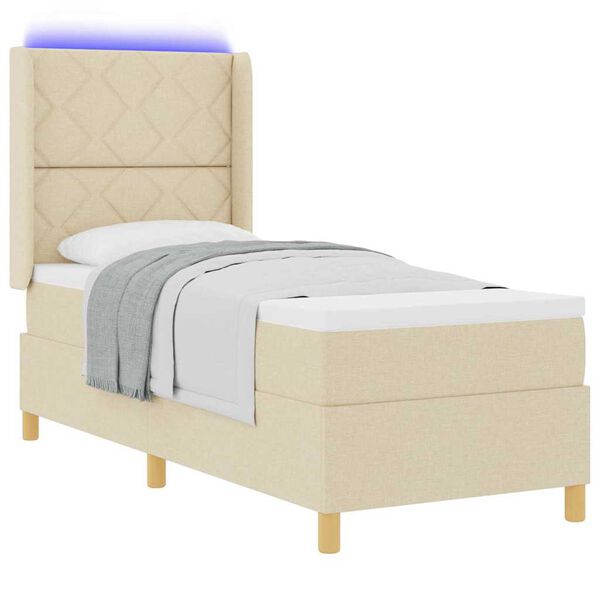 vidaXL Boxspringbett mit Matratze Creme 140 x 200 cm Stoff