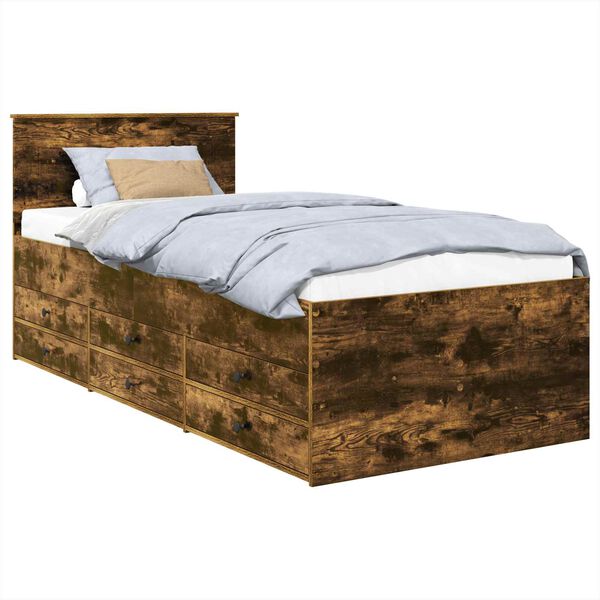 vidaXL Tagesbett Ger&auml;ucherte Eiche und Schwarz 100 x 200 cm