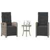 vidaXL 3-tlg. Bistro-Set mit Kissen Grau Poly Rattan