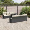 vidaXL Garten-Sofa-Set mit Kissen 9 pcs Schwarz Poly Rattan