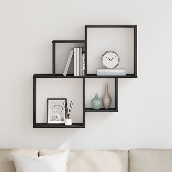 vidaXL Wandregal Schwarz Eichen-Optik 80 x 15 x 78,5 cm Holzwerkstoff