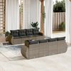 vidaXL 9-tlg. Garten-Sofagarnitur mit Kissen Grau Poly Rattan