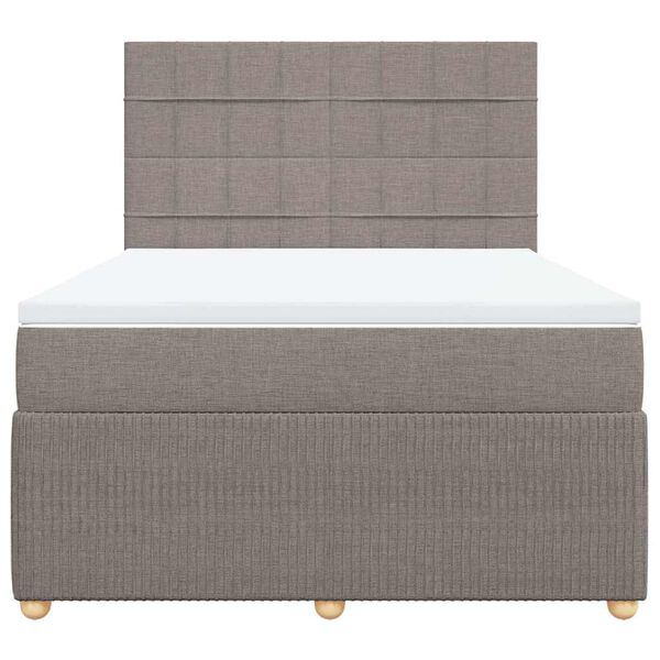 vidaXL Boxspringbett mit Matratze Taupe 160x200 cm Stoff