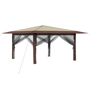 vidaXL Pavillon mit 4 Seitenw&auml;nden 4 x 4 m Creme und Braun