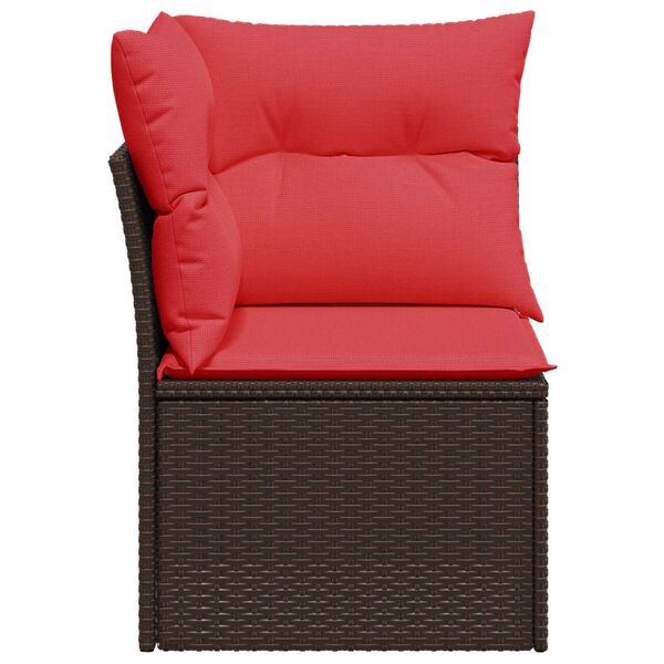 vidaXL Garten-Ecksofa mit Kissen Braun Poly Rattan