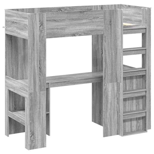 vidaXL Etagenbettgestell mit Schreibtisch Graues Sonoma 75 x 190 cm