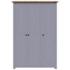 vidaXL Kleiderschrank 3-T&uuml;rig Grau 118&times;50&times;171,5 cm Kiefer Panama Serie