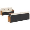vidaXL 8-tlg. Garten-Sofagarnitur mit Kissen Schwarz Poly Rattan
