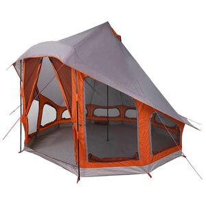 vidaXL Tipi Zelt mit Dach Grau und Orange 404 x 370 x 270 cm Taft