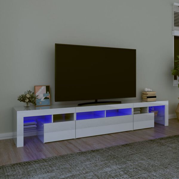 vidaXL TV-Schrank mit LED-Leuchten Hochglanz-Wei&szlig; 230x36,5x40 cm