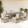 vidaXL 7-tlg. Garten-Essgruppe mit Kissen Beige Poly Rattan
