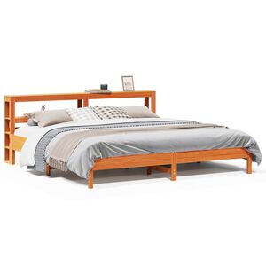 vidaXL Massivholzbett ohne Matratze Wachsbraun 200x200 Kiefernholz