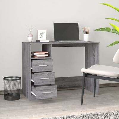 vidaXL Schreibtisch mit Schubladen Grau Sonoma 102x50x76 cm
