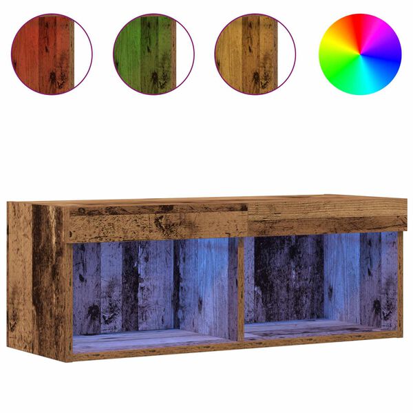vidaXL TV-Schrankset mit LED Altholz 80 x 30 x 30 cm Holzwerkstoff