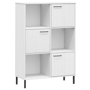 vidaXL B&uuml;cherregal OSLO mit Metallbeinen Wei&szlig; 90x35x128,5cm Massivholz