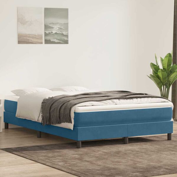 vidaXL Boxspringbett ohne Matratze Dunkelblau 160x210 cm Samt