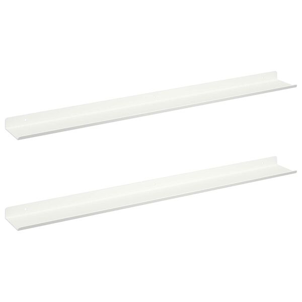vidaXL Schwebendes Regal Wandmontiert 2 pcs Wei&szlig; 80 x 9 x 2,5 cm Stahl