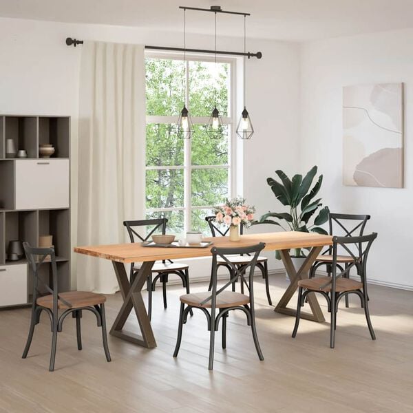 vidaXL Esstisch Beine 2 St&uuml;ck Naturstahl 70x(72-73,3) cm Stahl