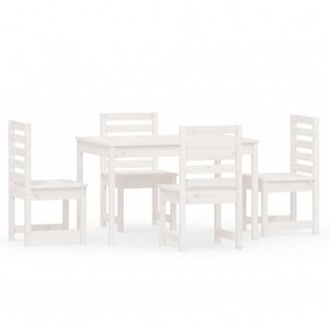 vidaXL 5-tlg. Garten-Essgruppe Wei&szlig; Massivholz Kiefer