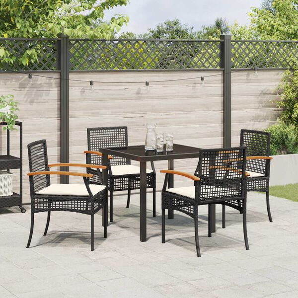 vidaXL Garten Essgruppe 5 pcs Schwarz Poly-Rattan