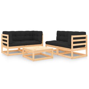 vidaXL 5-tlg. Garten-Lounge-Set mit Kissen Massivholz Kiefer