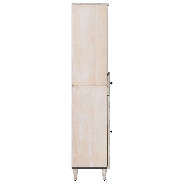 vidaXL Badezimmerschrank Wei&szlig; 38 x 33,5 x 160 cm Massivholz Mango