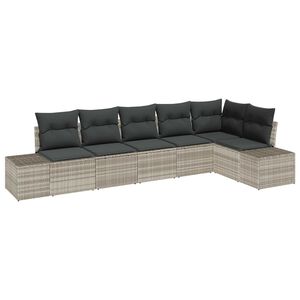 vidaXL Gartensofa-set mit Kissen 6 pcs Hellgrau Poly-Rattan