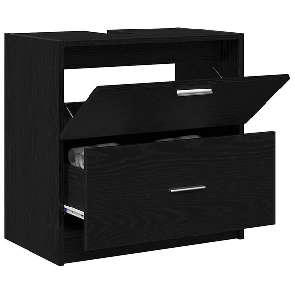 vidaXL Badezimmerschrank mit T&uuml;r Schwarz Eichen-Optik 59 x 37 x 59 cm