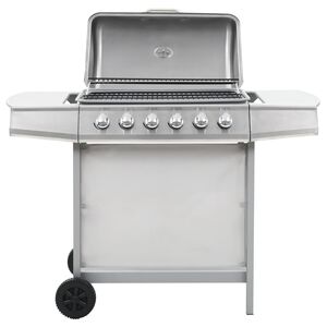 vidaXL Gasgrill mit 6 Flammen Edelstahl Silbern