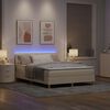 vidaXL LED Boxspringbett mit Matratze mit LED Creme 140 x 200 cm Stoff