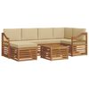 vidaXL Ecksofa Set mit Kissen 7 pcs Natur und Beige Massivholz Akazie