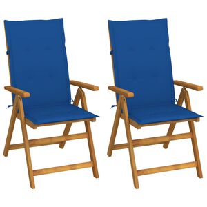 vidaXL 2 verstellbare Klappst&uuml;hle mit Kissen aus massivem Akazienholz