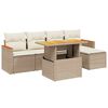 vidaXL 6-tlg. Garten-Sofagarnitur mit Kissen Beige Poly Rattan