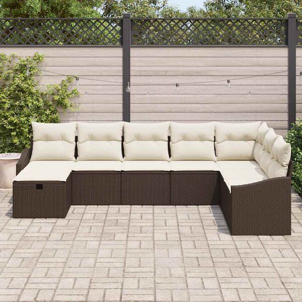 vidaXL Gartensofa-set mit Kissen mit Speicher 8 pcs Poly-Rattan