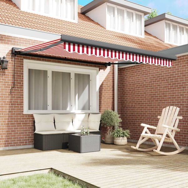 vidaXL Markise Rot und Wei&szlig; 300 x 250 cm Polyester und Aluminium