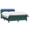vidaXL Boxspringbett mit Matratze & LED Dunkelgr&uuml;n 140x210 cm Samt